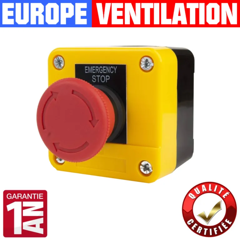 bouton coup de poing arret urgence hotte restaurant 230v - 660v cuisine professionnelle - monophase et triphase - 10A