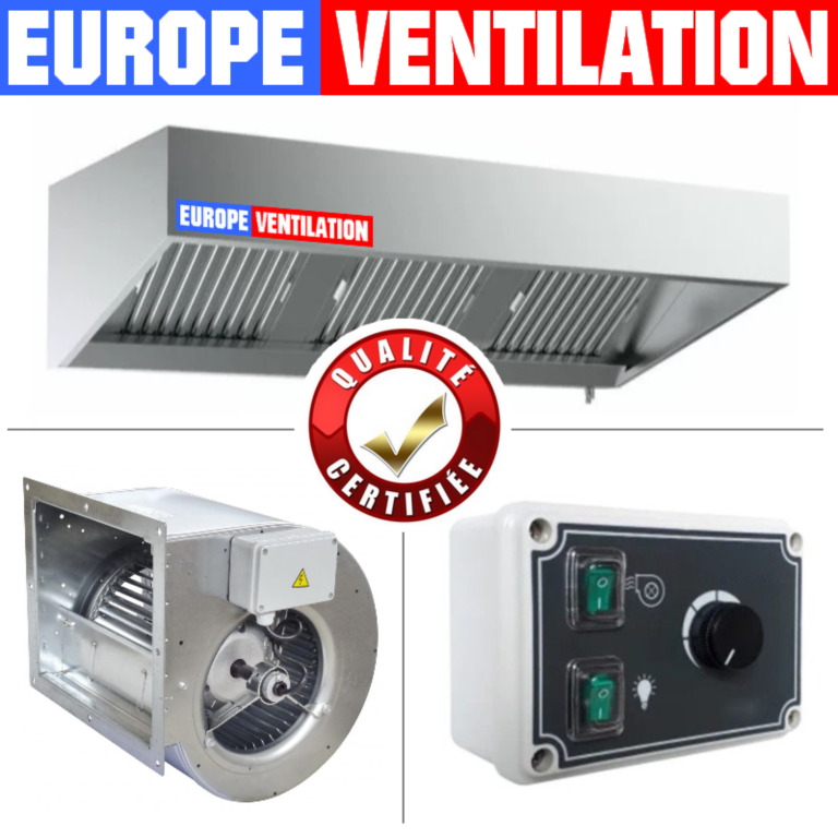 hotte professionnelle motorise avec moteur et variateur pour restaurant profondeur 1100mm