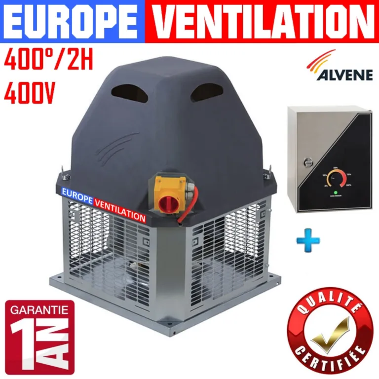 Tourelle d'extraction ALVENE EMMOS 040 pour cuisine professionnelle 400v - 3500 m3/h avec variateur