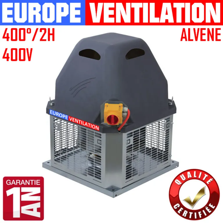 Tourelle d'extraction restaurant 400 - triphase 400v - 5400 m3h - 750w - F400°2h pour hotte professionnelle