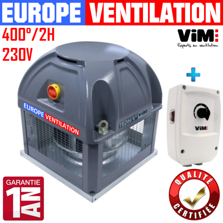 Tourelle d'extraction VIM TEDH 400 pour cuisine professionnelle 230V avec variateur 6A