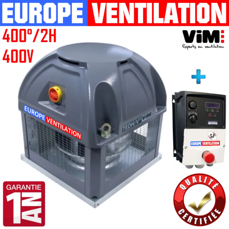Tourelle d'extraction VIM TEDH 560 pour cuisine professionnelle 400V avec variateur de frequence