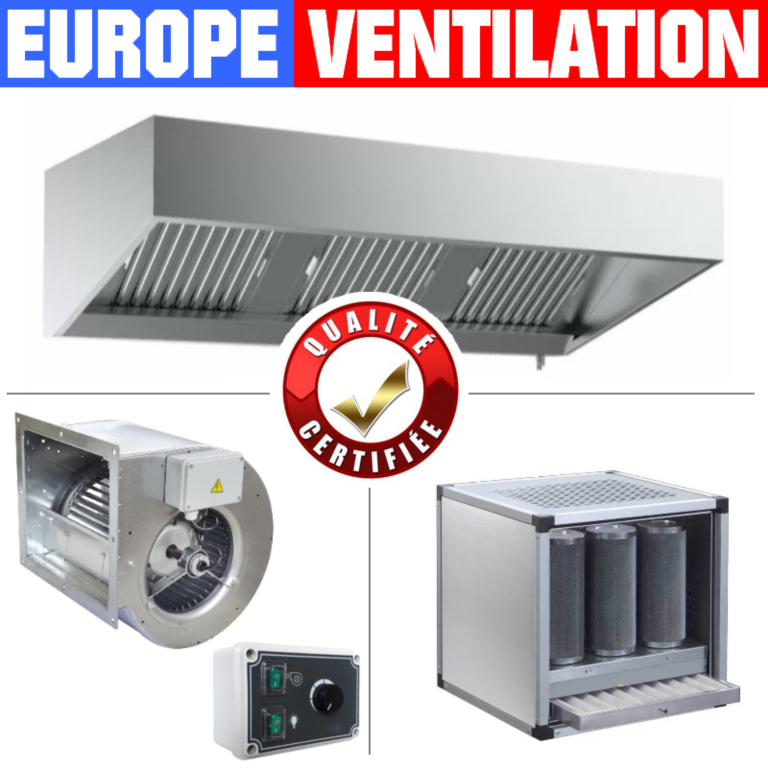 hotte professionnelle avec caisson charbons actifs pour restaurant