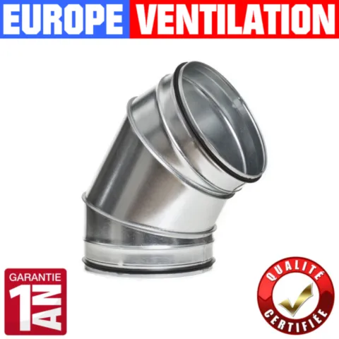 coude galvanise 45° pour hotte professionnelle