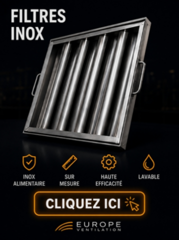 Filtre metallique inox pour hotte de cuisine professionnelle restaurant