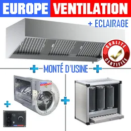 hotte professionnelle avec caisson charbons actifs pour restaurant