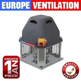 Tourelle extraction hotte restaurant pour professionnel - Monophasé et triphasé - Agréé F400°/2h00 avec cadenas sécurité
